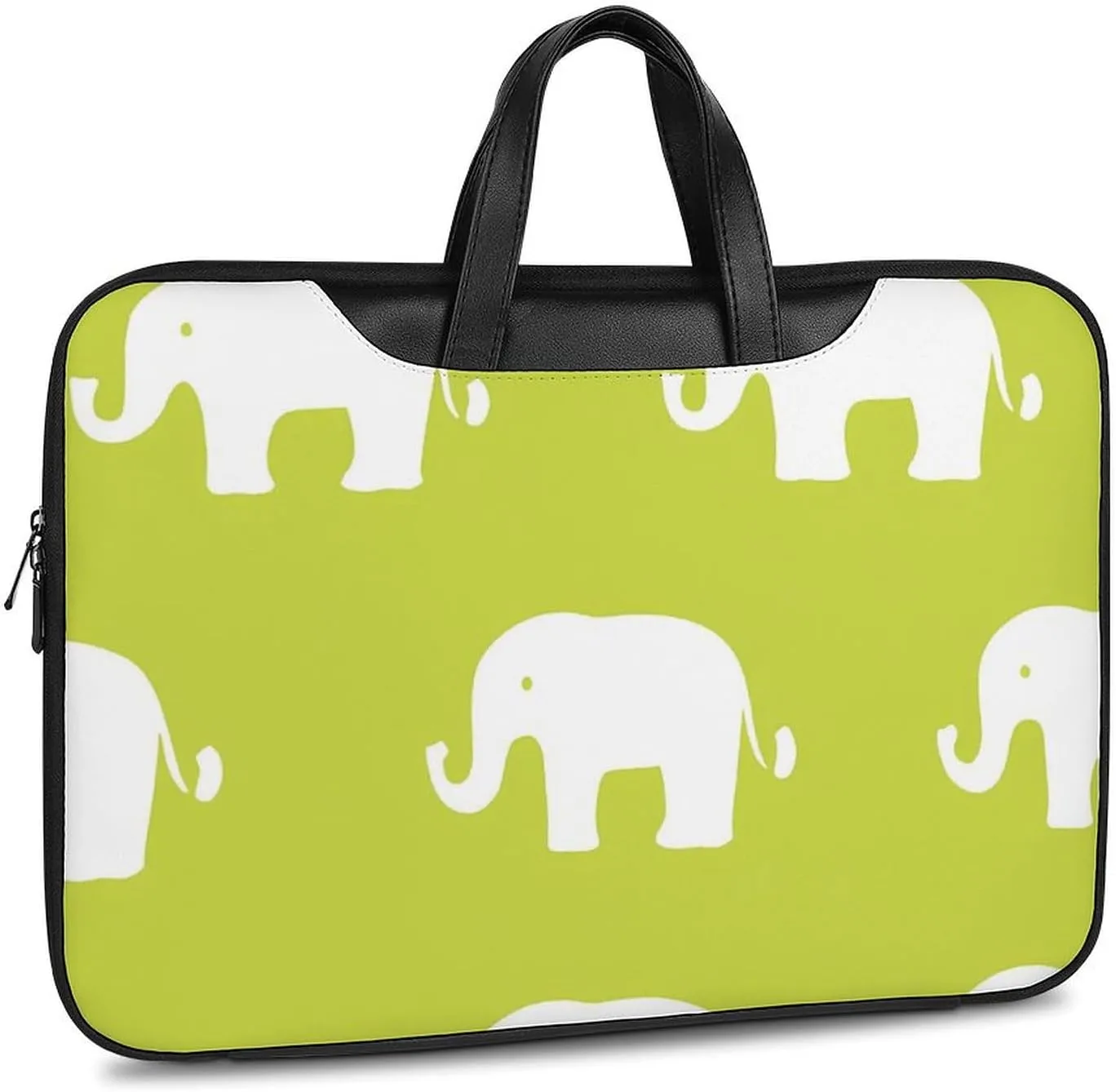 Cute Elephants Leather Bag Laptop Case Slim Water Resistant Computer Bags with Handle Briefcase for Work