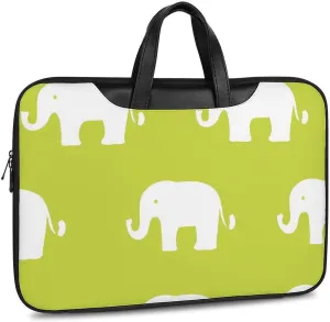 Cute Elephants Leather Bag Laptop Case Slim Water Resistant Computer Bags with Handle Briefcase for Work