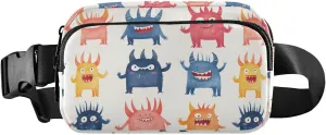 Cute Monster Fanny Pack Water Resistant, Women Men Waist Pack Sling Bag Purse for Travel Hiking