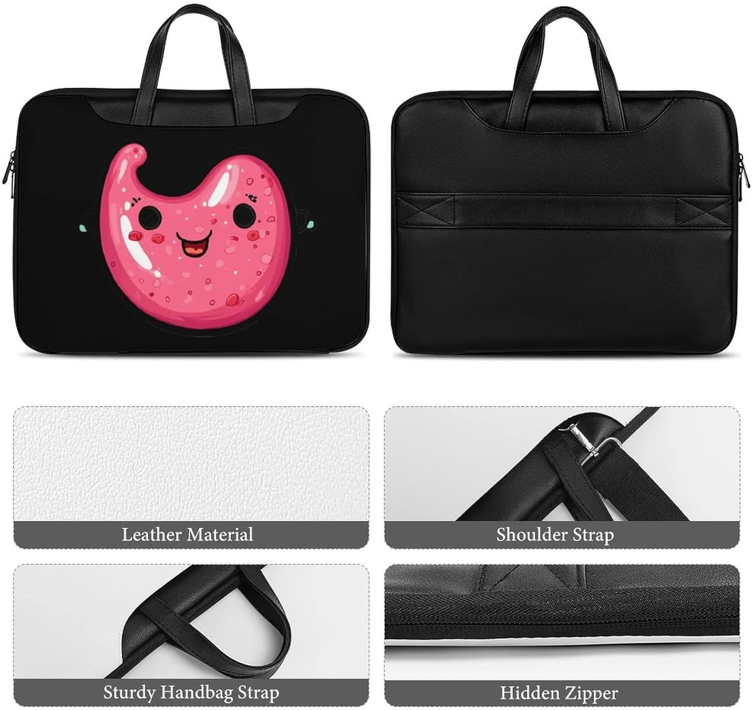 Cute Stomach Leather Bag Laptop Case Slim Water Resistant Computer Bags with Handle Briefcase for Work