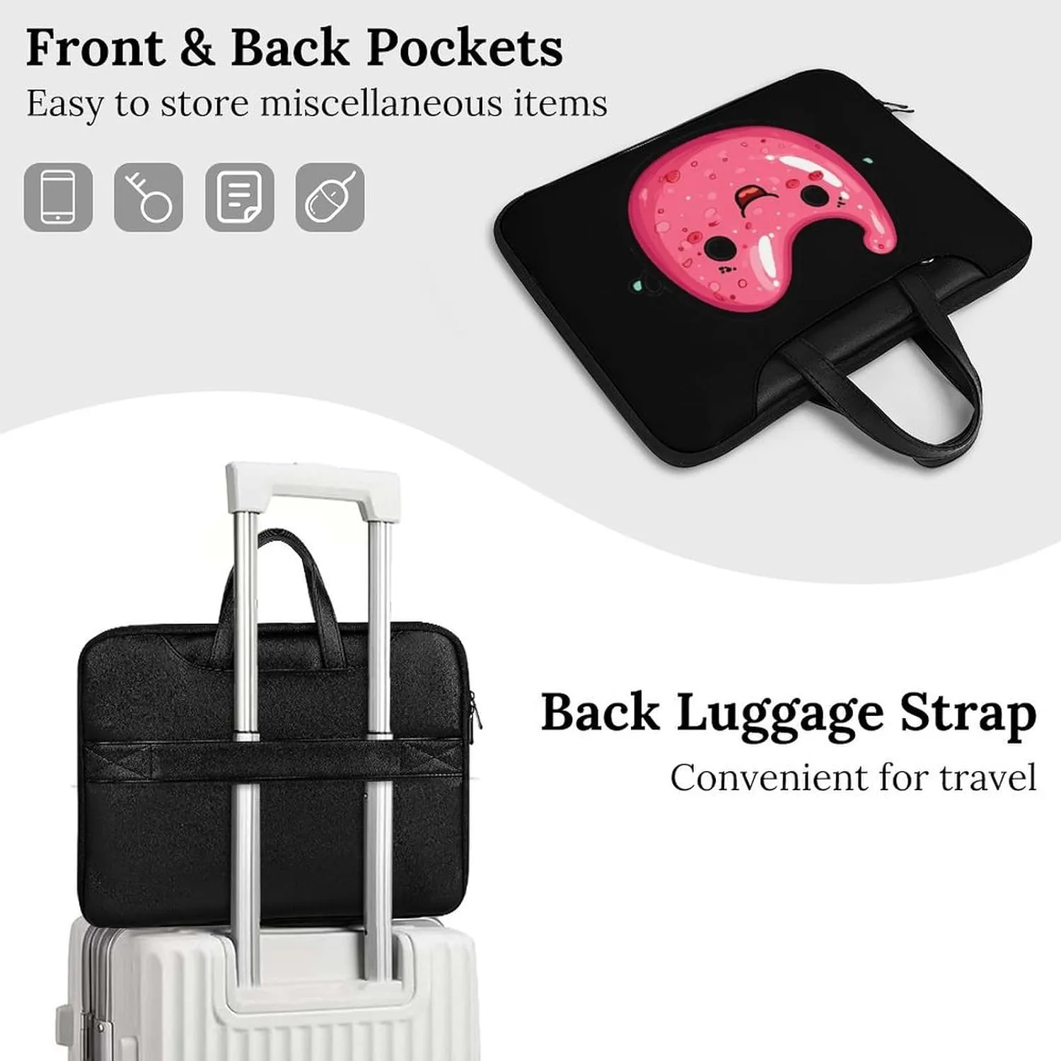 Cute Stomach Leather Bag Laptop Case Slim Water Resistant Computer Bags with Handle Briefcase for Work