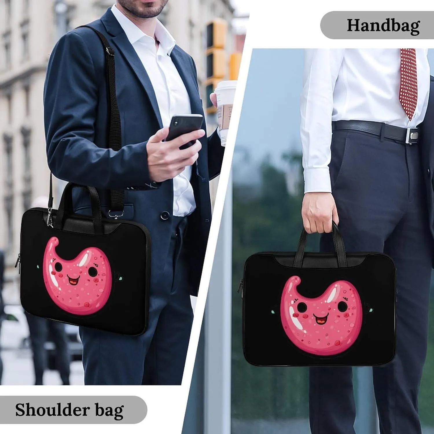Cute Stomach Leather Bag Laptop Case Slim Water Resistant Computer Bags with Handle Briefcase for Work