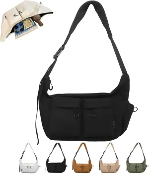 Dallaswind Large Capacity Messenger Canvas Bag, Vintage Water Resistant Canvas Satchel, Large Crossbody Bag Shoulder Purse