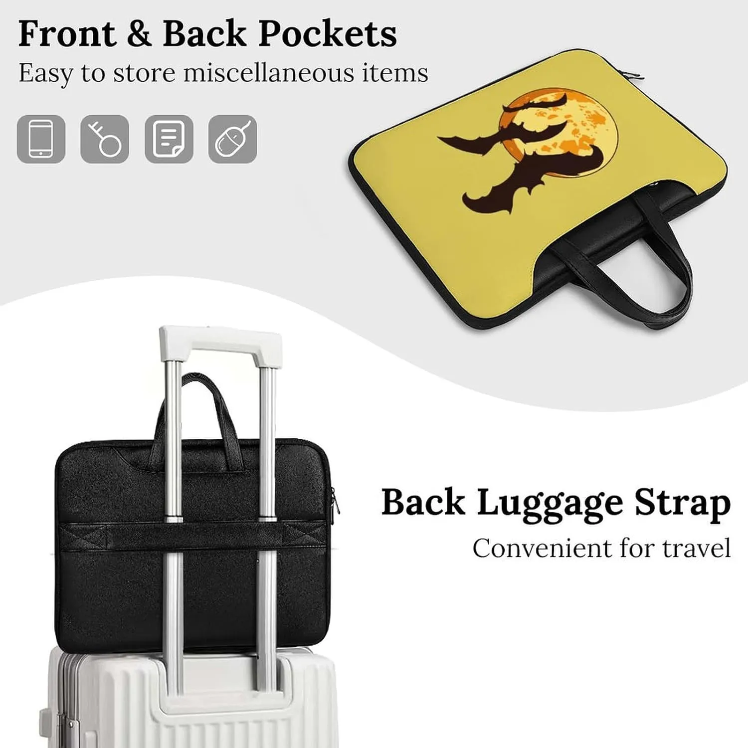 Demon Bat Leather Bag Laptop Case Slim Water Resistant Computer Bags with Handle Briefcase for Work
