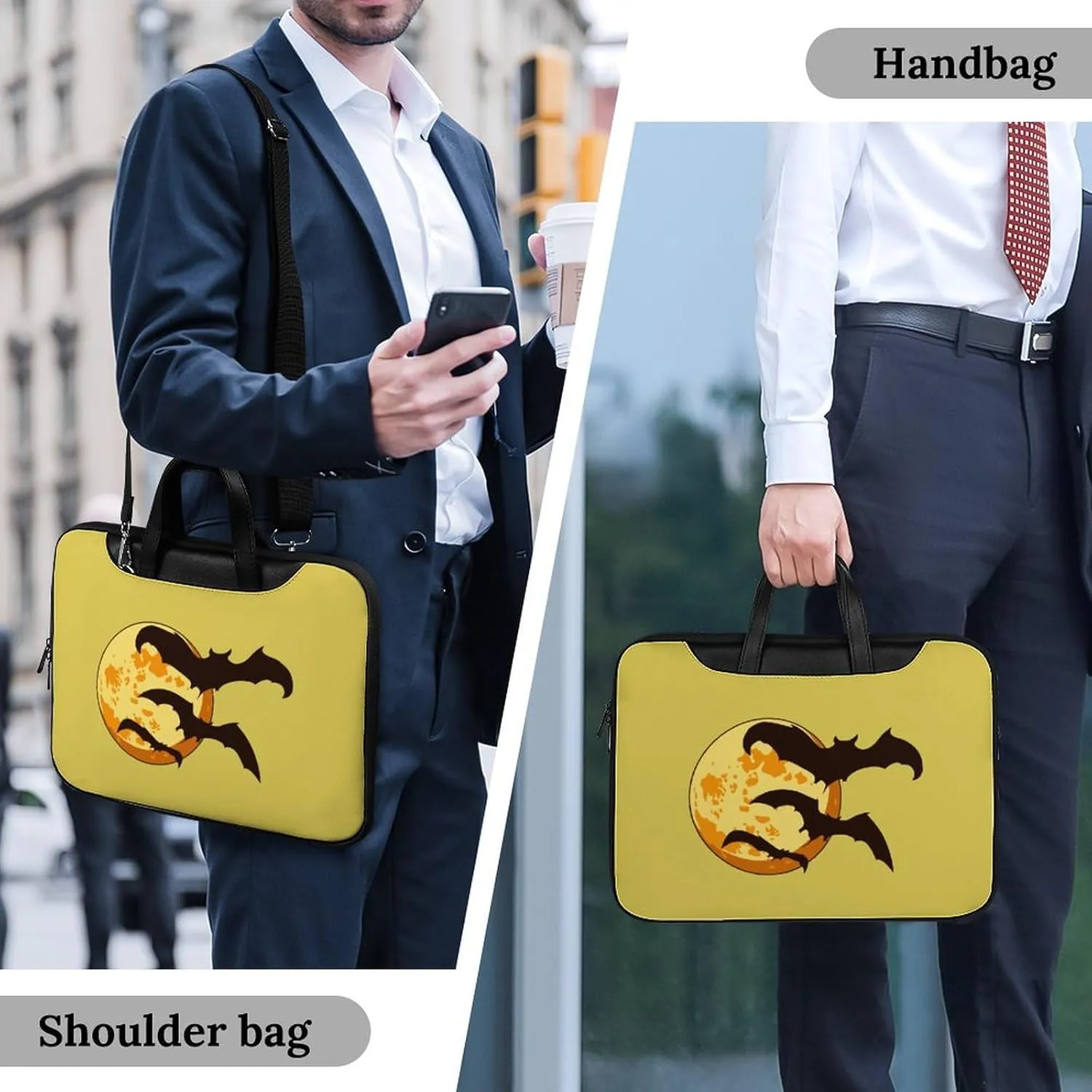 Demon Bat Leather Bag Laptop Case Slim Water Resistant Computer Bags with Handle Briefcase for Work