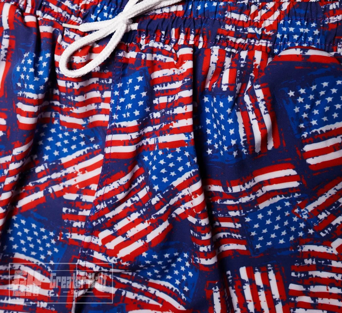 Distressed American Flag Swim Trunks