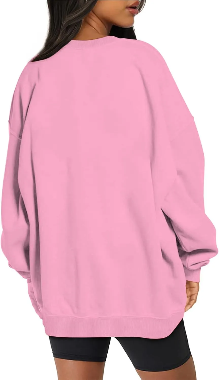 DOLKFU Women Oversized Crewneck Sweatshirts Solid Basic Pullover Sweater Long Sleeve Hoodie Winter Y2K Ouffits Clothes