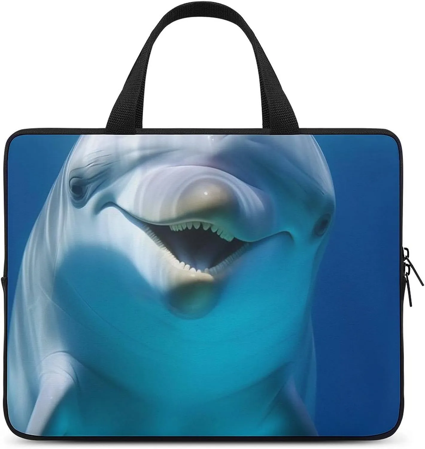 Dolphin With Smile Laptop Bag Durable Laptop Sleeve Water-Resistant Notebook Bag for Computer Or Tablet