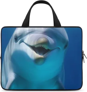 Dolphin With Smile Laptop Bag Durable Laptop Sleeve Water-Resistant Notebook Bag for Computer Or Tablet