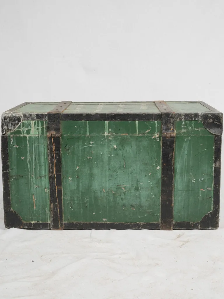 Early 20th-Century Indochina Wooden Trunk w/ Green Patina 36¼"