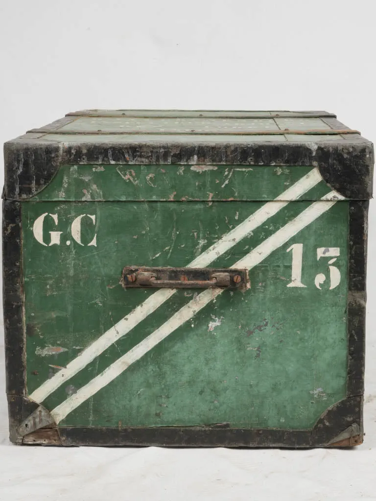 Early 20th-Century Indochina Wooden Trunk w/ Green Patina 36¼"