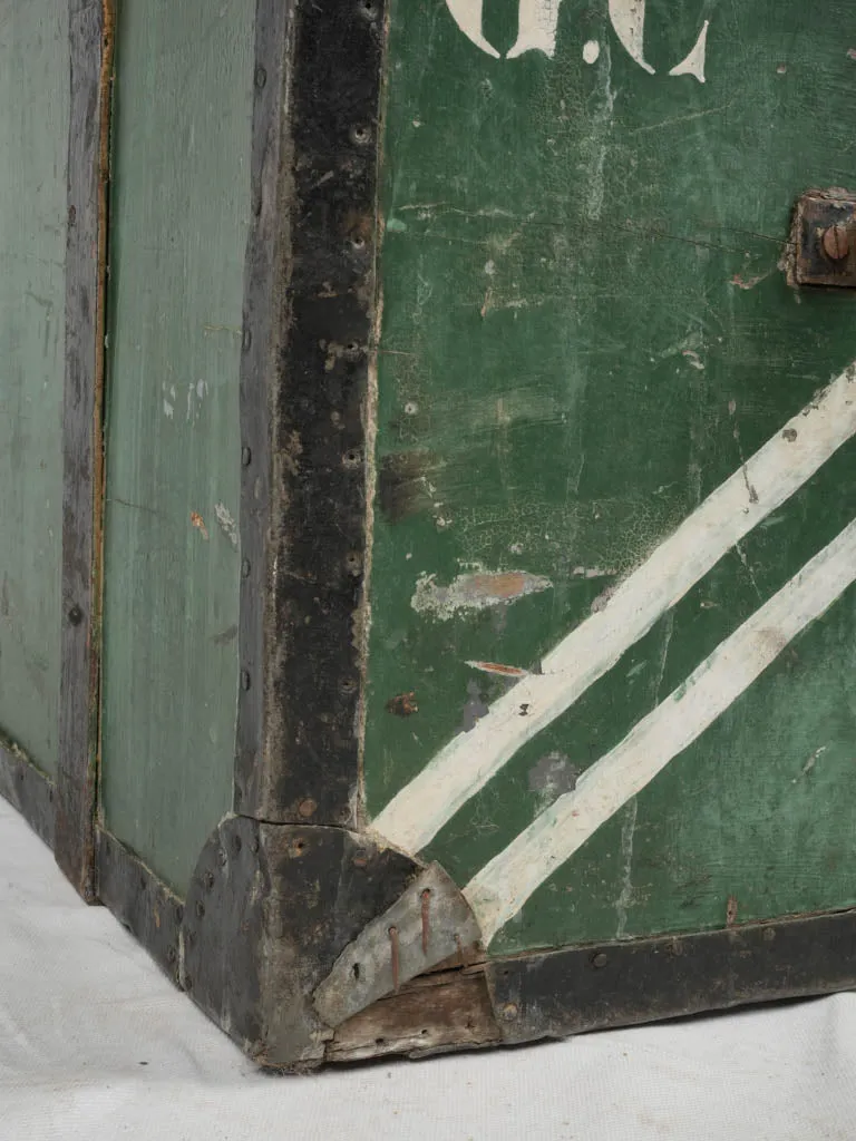 Early 20th-Century Indochina Wooden Trunk w/ Green Patina 36¼"