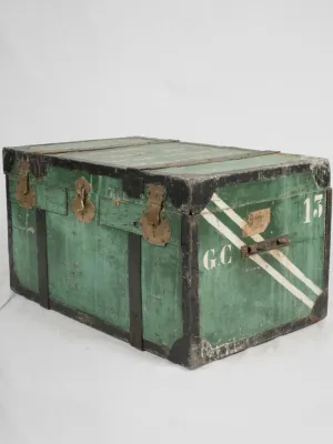 Early 20th-Century Indochina Wooden Trunk w/ Green Patina 36¼"