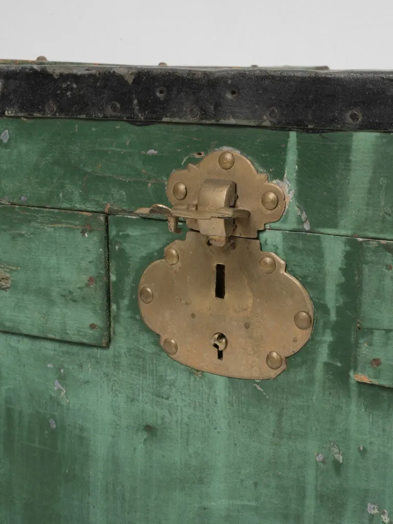 Early 20th-Century Indochina Wooden Trunk w/ Green Patina 36¼"
