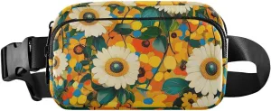 Elegant Floral Fanny Pack Water Resistant, Women Men Waist Pack Sling Bag Purse for Travel Hiking