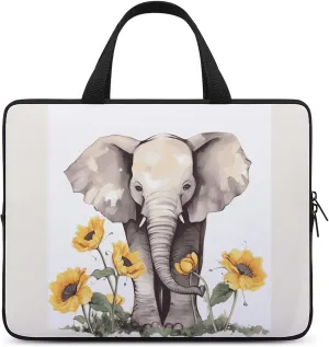 Elephant And Sunflower Laptop Bag Durable Laptop Sleeve Water-Resistant Notebook Bag for Computer Or Tablet