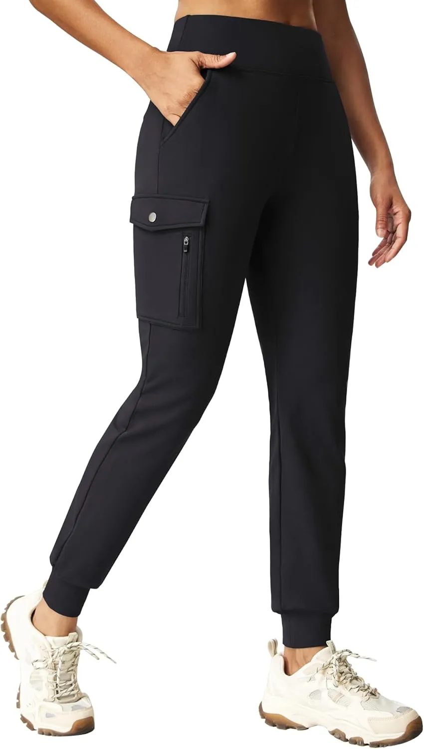 Ewedoos Fleece Lined Joggers Women Water Resistant Thermal Sweatpants High Waisted Hiking Cargo Pants with Pockets