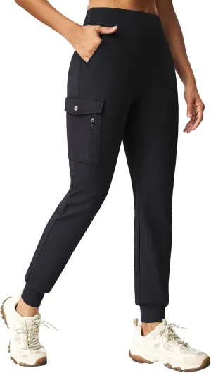 Ewedoos Fleece Lined Joggers Women Water Resistant Thermal Sweatpants High Waisted Hiking Cargo Pants with Pockets