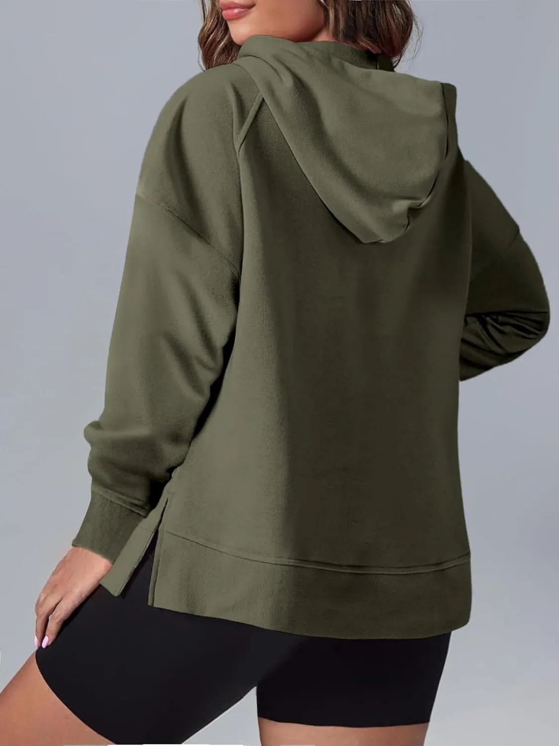 Eytino Women Plus Size Sweatshirt Half Zip Long Sleeve Hoodies Tops Oversized Casual Sweaters with Pockerts(1X-5X)