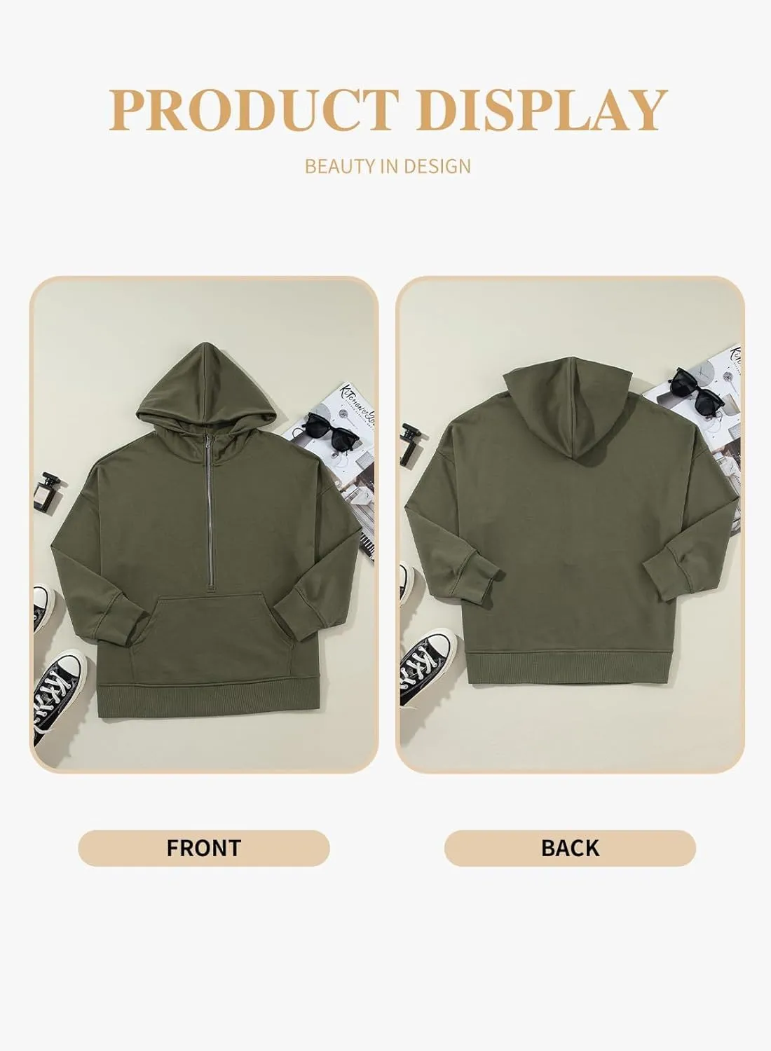 Eytino Women Plus Size Sweatshirt Half Zip Long Sleeve Hoodies Tops Oversized Casual Sweaters with Pockerts(1X-5X)