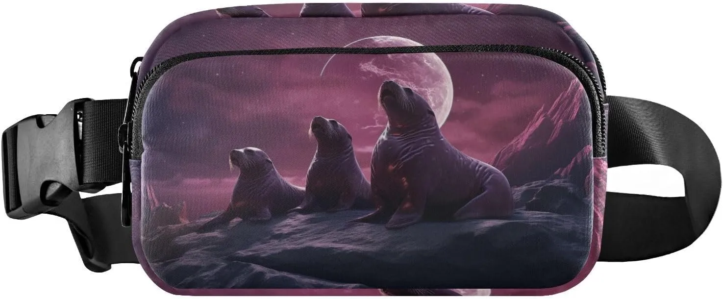 Fanny Pack Sea Lions Print Water Resistant Waist Pack Zipper Closure for Women Men 85.31.6 IN