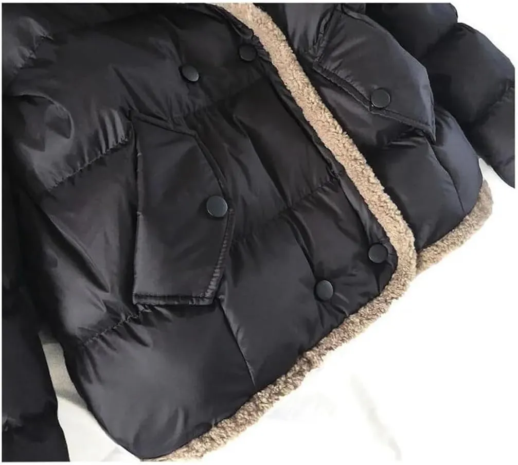 Fashion Casual Women Thicken Warm Down Cotton Coat Winter Short Puffer Jacket Collar Female Padded Parkas