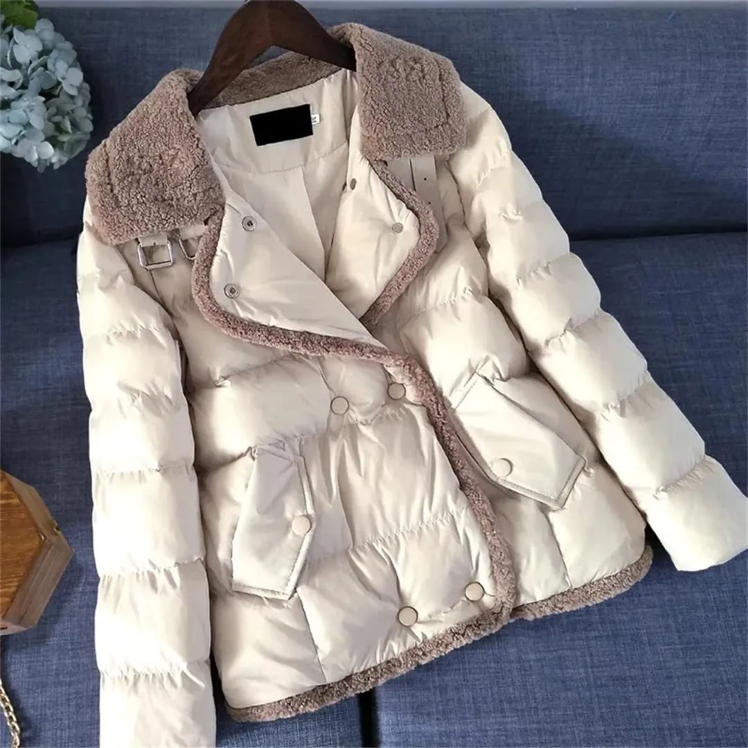 Fashion Casual Women Thicken Warm Down Cotton Coat Winter Short Puffer Jacket Collar Female Padded Parkas