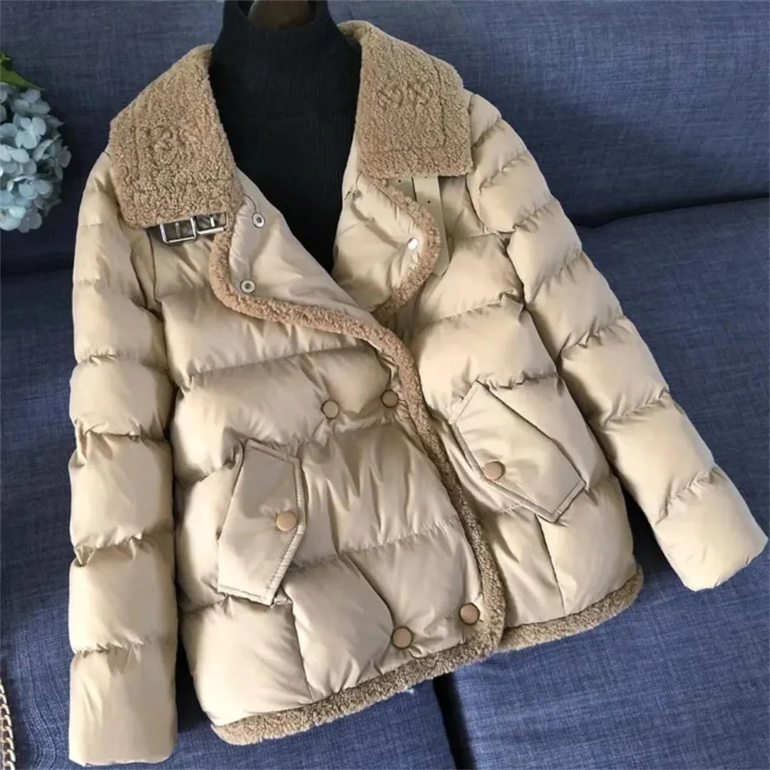 Fashion Casual Women Thicken Warm Down Cotton Coat Winter Short Puffer Jacket Collar Female Padded Parkas