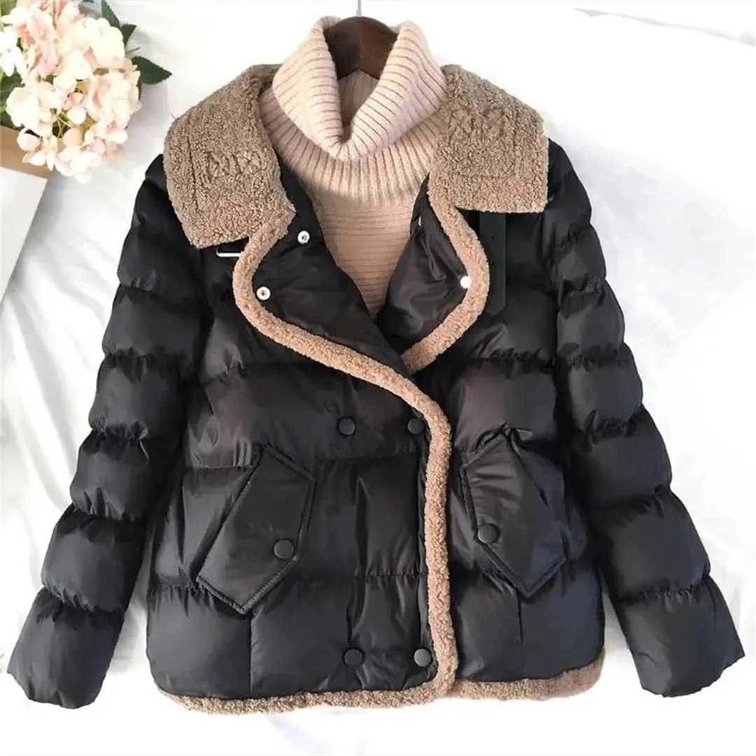 Fashion Casual Women Thicken Warm Down Cotton Coat Winter Short Puffer Jacket Collar Female Padded Parkas