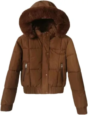 Fashion Short Parkas Women's Cotton-Padded Jacket Hooded Thicken Fur Collar Warm Coats