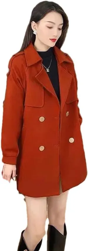 Female Windbreaker Cotton Padded Woolen Jackets Autumn Winter Overwear Loose Long Wool Coat