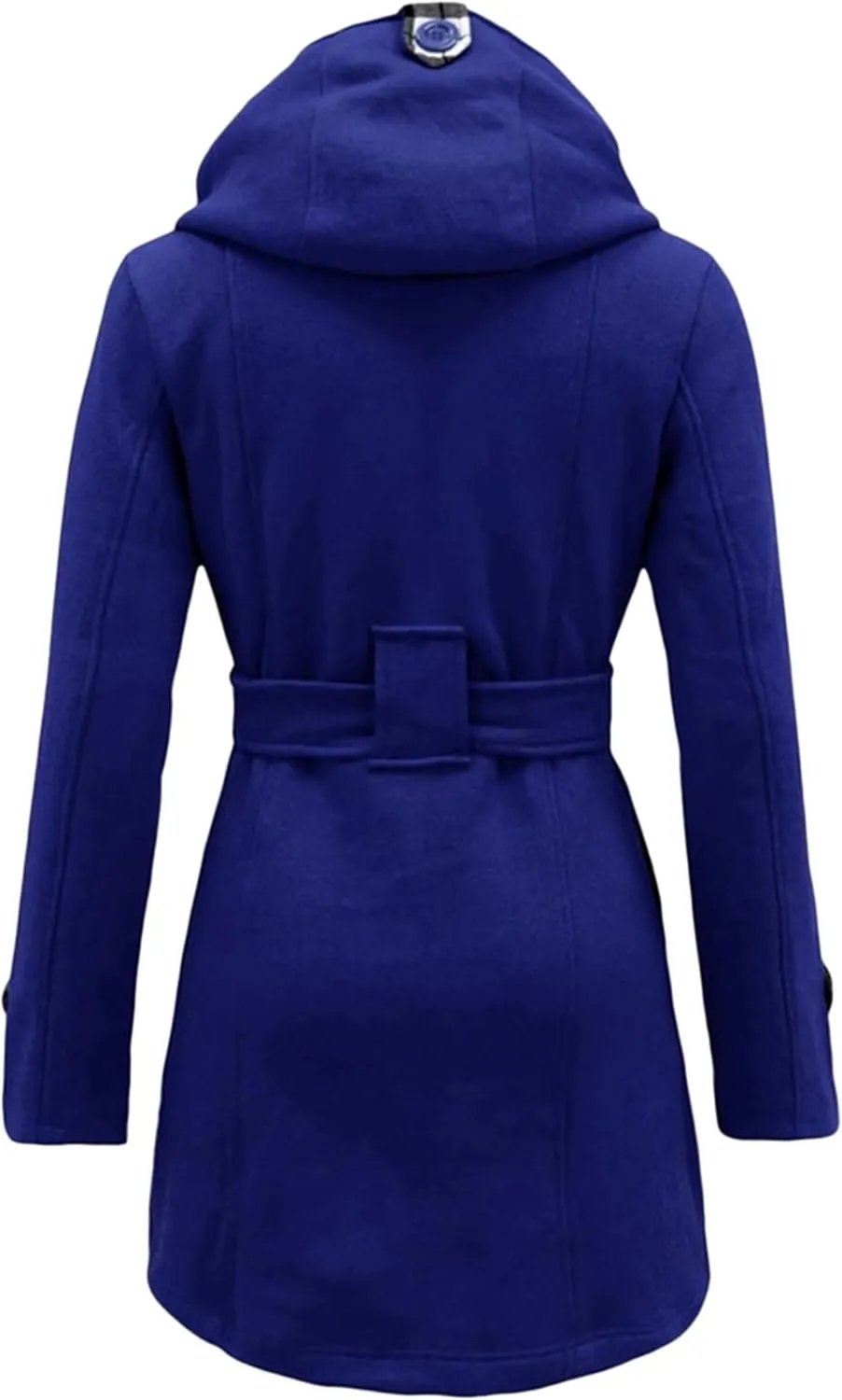 FLITAY Lady Plaid Hood Autumn Long Sleeve Coat Business Lapel Jacket Comfy with Belt Classic Coat