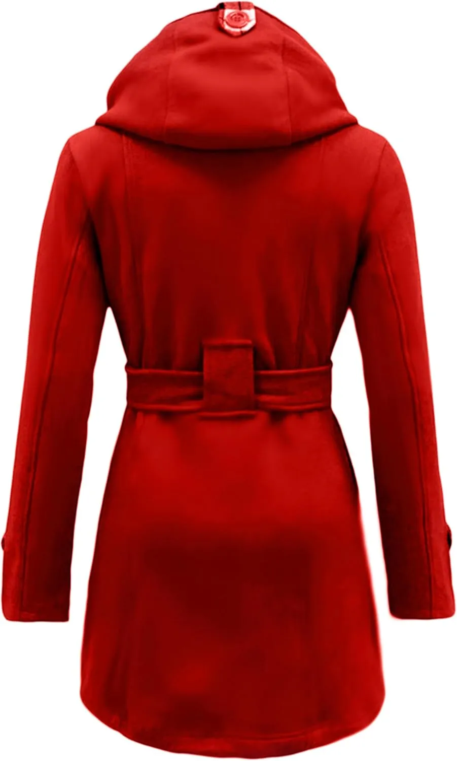 FLITAY Lady Plaid Hood Autumn Long Sleeve Coat Business Lapel Jacket Comfy with Belt Classic Coat