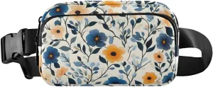Florals Pattern Fanny Pack Water Resistant, Women Men Waist Pack Sling Bag Purse for Travel Hiking