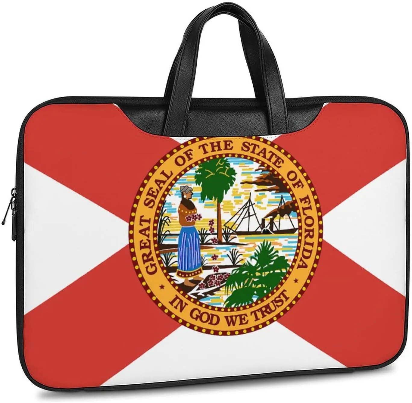 Florida Flag Leather Bag Laptop Case Slim Water Resistant Computer Bags with Handle Briefcase for Work