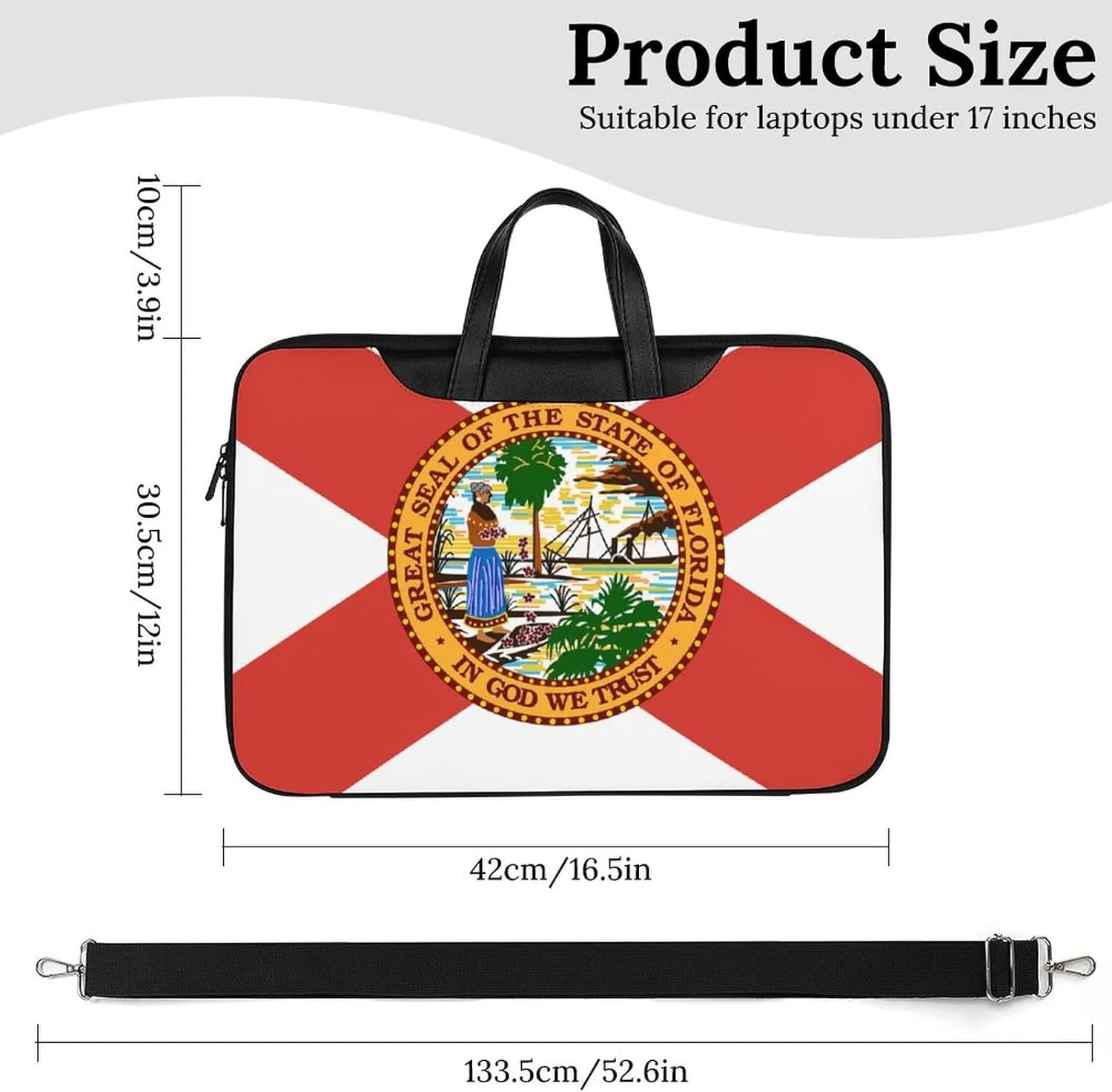 Florida Flag Leather Bag Laptop Case Slim Water Resistant Computer Bags with Handle Briefcase for Work