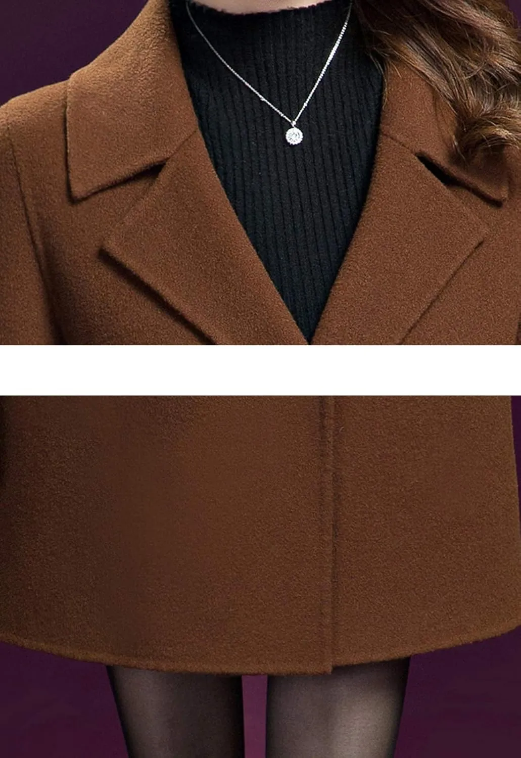 Flygo Women's Notched Lapel Slim Double Breasted Blended Long Trench Jacket Walking Coat