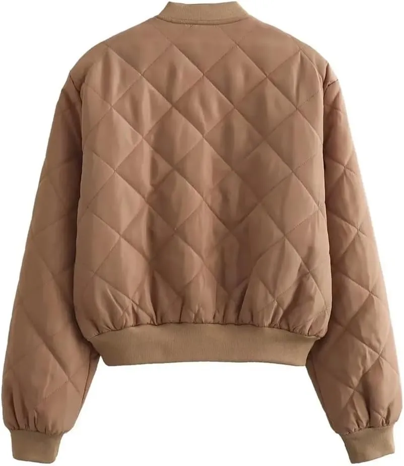 Fnfmrfmr Women Cotton Coat Winter Long Sleeve Buttons Loose Quilted Padded Jacket Parkas Crop Top