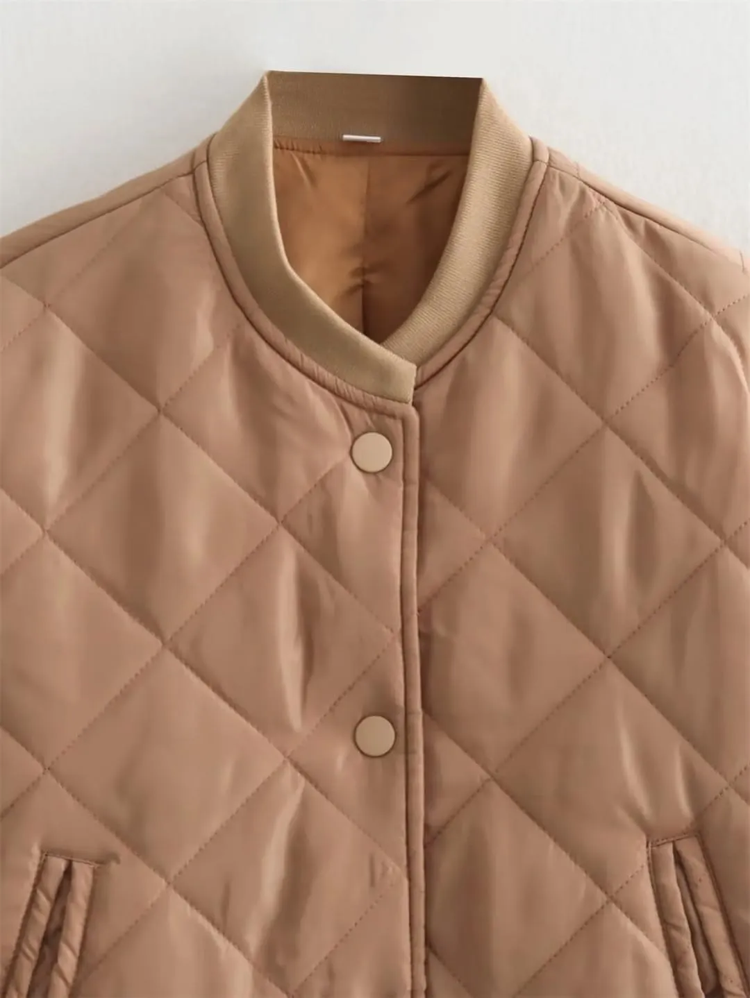 Fnfmrfmr Women Cotton Coat Winter Long Sleeve Buttons Loose Quilted Padded Jacket Parkas Crop Top