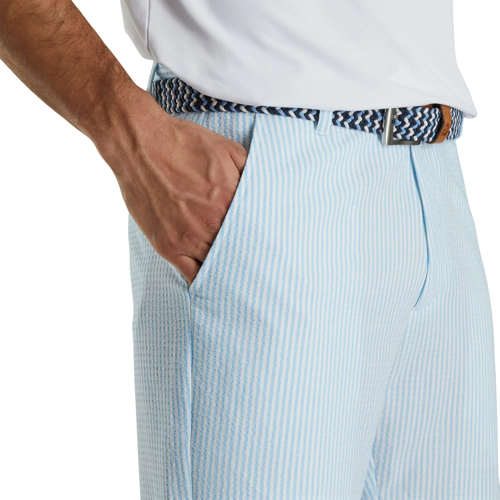 FootJoy Southern Living Performance Seersucker Blue White Mens Golf Shorts
