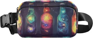 Galaxy Bottle Fanny Pack Water Resistant, Women Men Waist Pack Sling Bag Purse for Travel Hiking