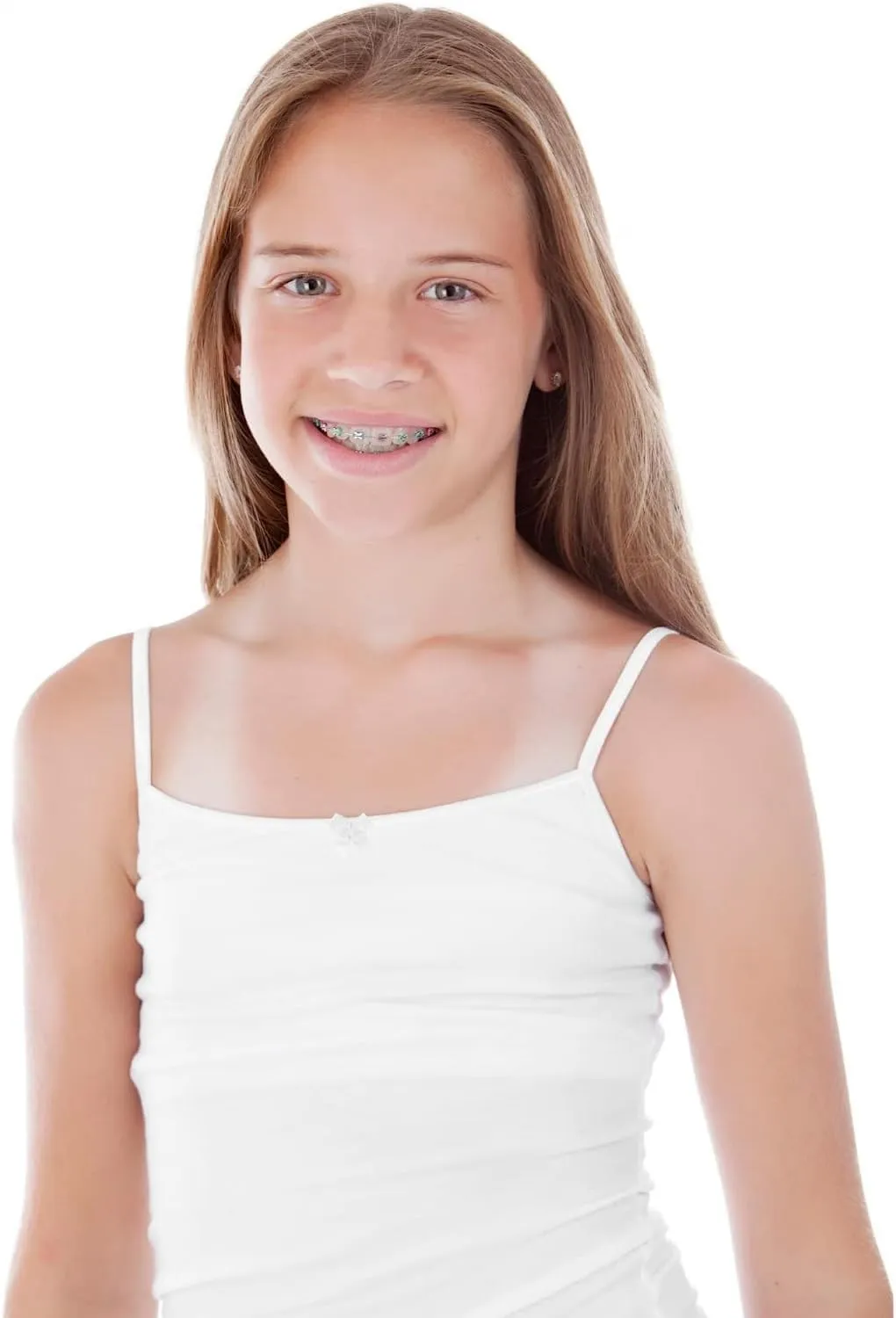 Girls Cotton Undershirt Camisole, Multi Pack (Size 2T-14)