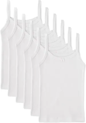 Girls Cotton Undershirt Camisole, Multi Pack (Size 2T-14)