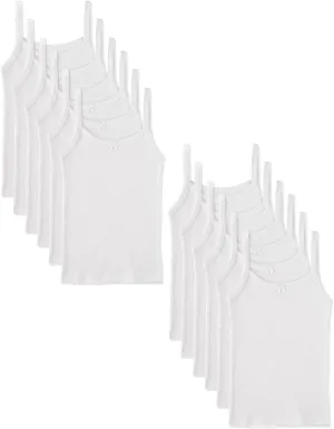 Girls Cotton Undershirt Camisole, Multi Pack (Size 2T-14)