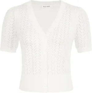 GRACE KARIN Cropped Cardigan Sweaters for Women Short Sleeve Crochet Knit Bolero Shrug V-Neck Button up Tops
