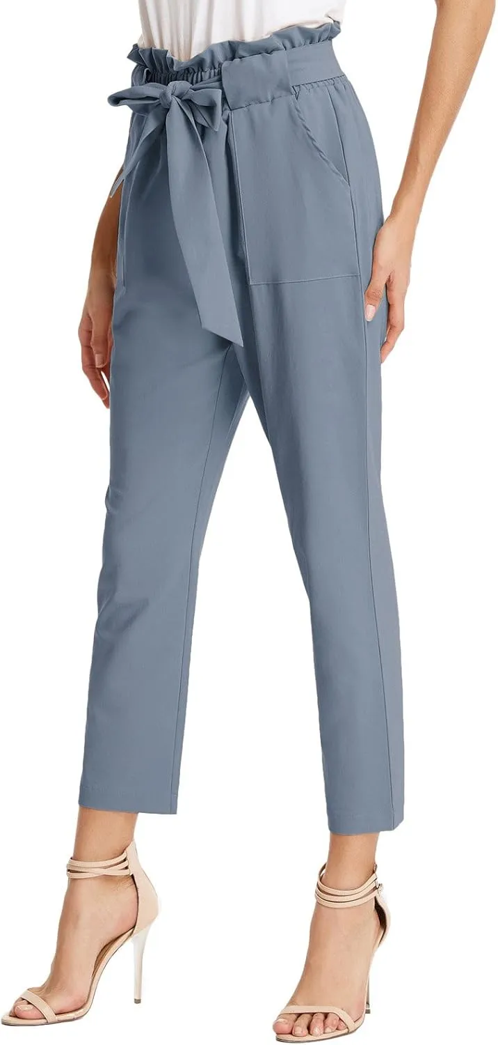 GRACE KARIN Women's Paper Bag Waist Pants Slim Fit Casual Office Pencil Pants