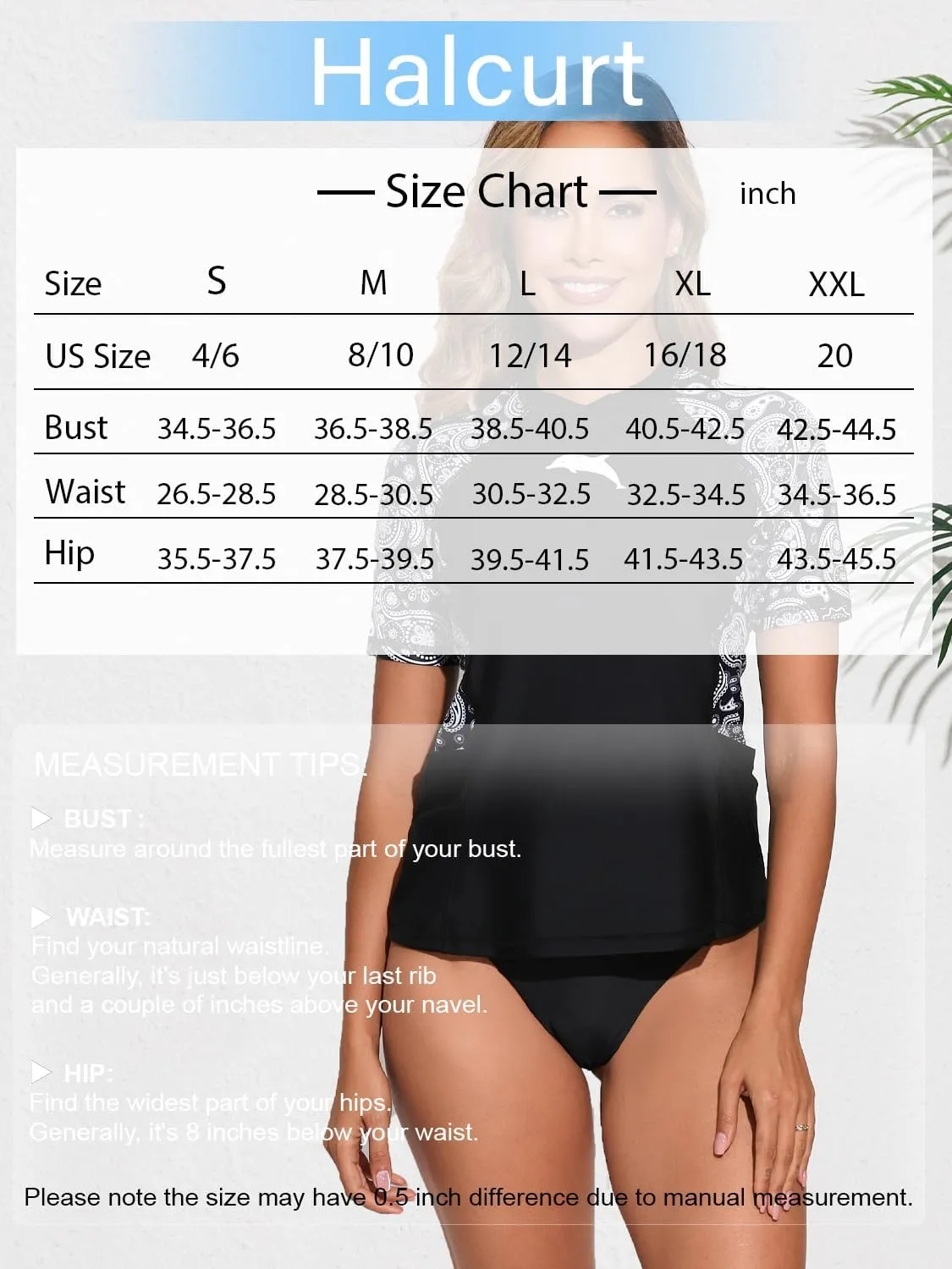 Halcurt Women's Short Sleeve Rash Guard Top with Built in Bra Side Pockets Swim Shirts UPF50  Swimsuit