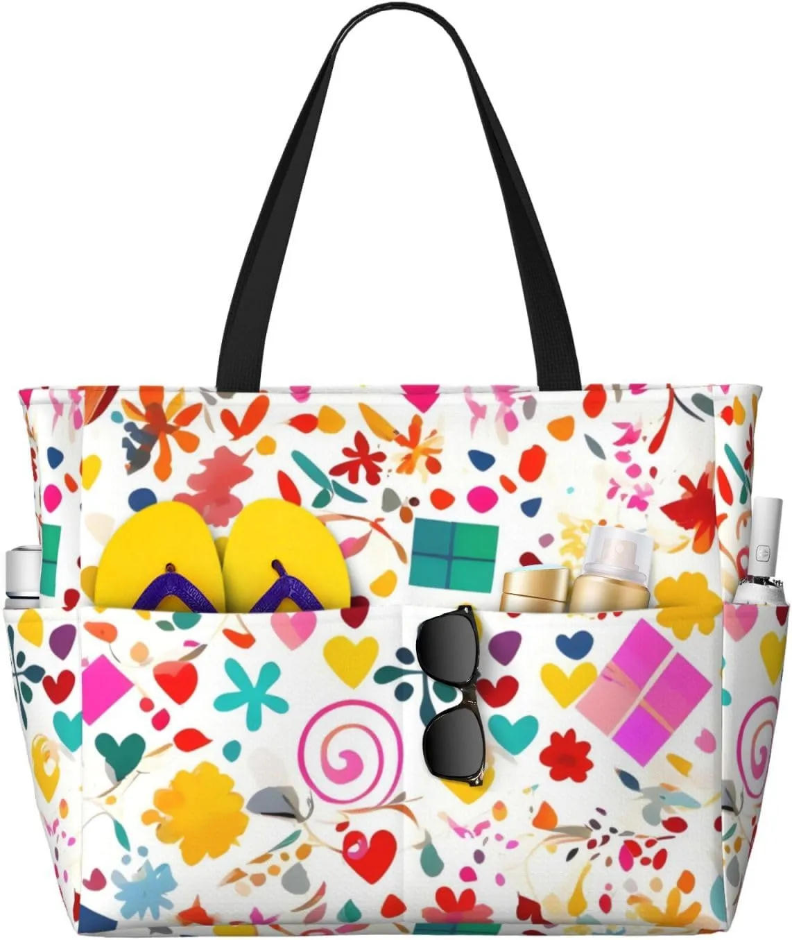 Happy Birthday Background Print 28L Beach Tote Bag, Water-resistant Travel Tote, Lightweight Gym & Camping Carryall