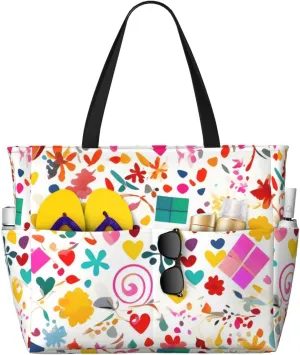 Happy Birthday Background Print 28L Beach Tote Bag, Water-resistant Travel Tote, Lightweight Gym & Camping Carryall