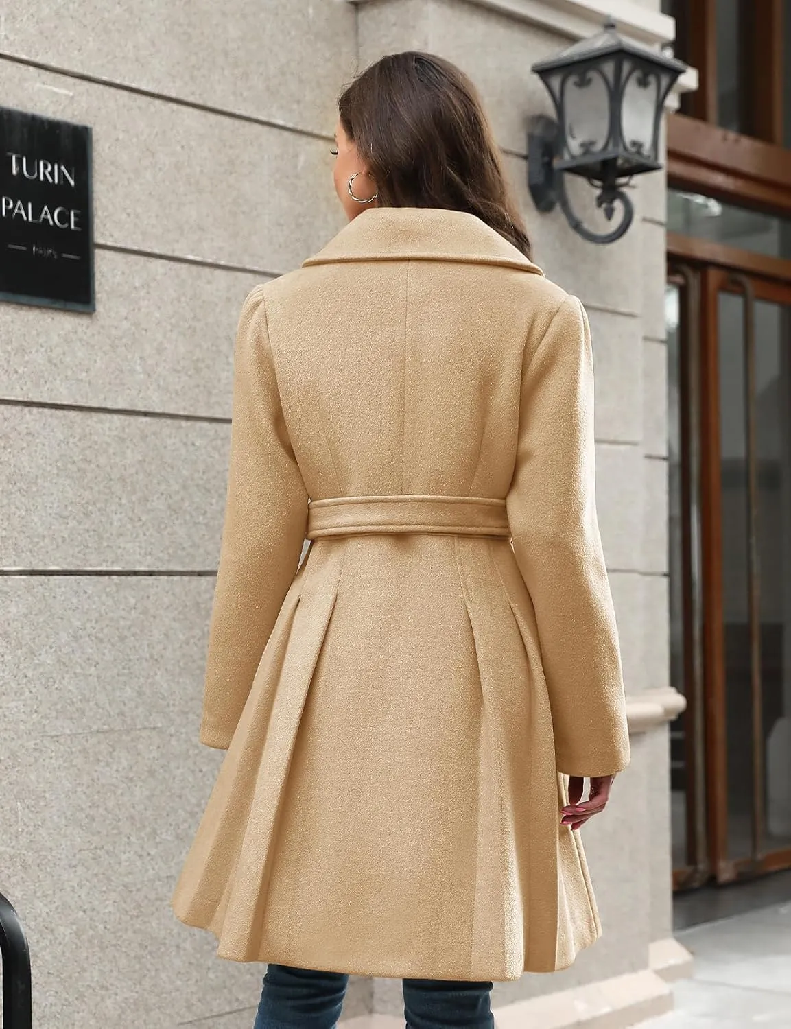 HEEKPEK Womens Wool Blend Trench Coat Slim Double Breasted Notch Lapel Pea Coat Thick A Line Jacket with Pockets(S-XXL)